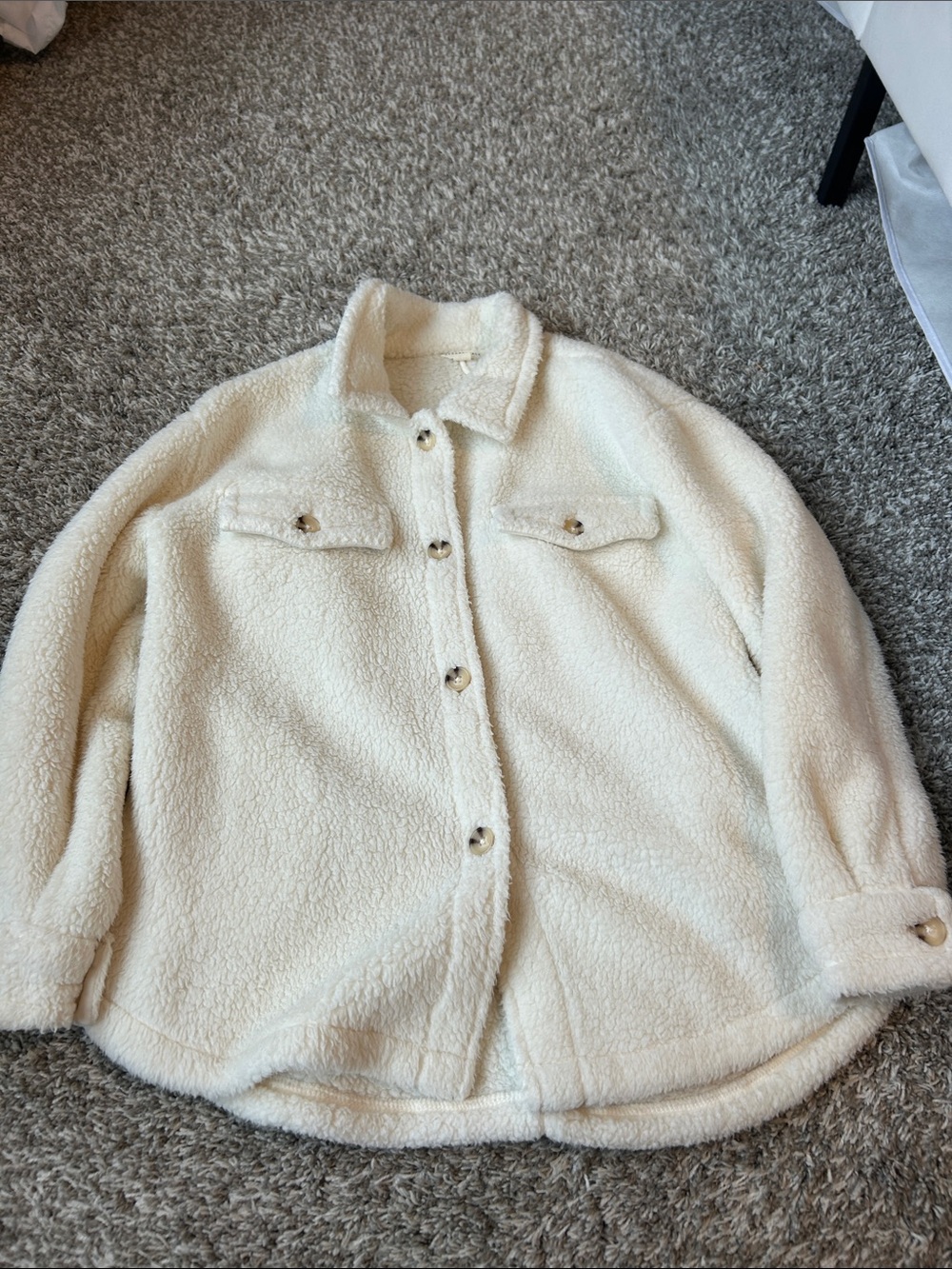 Aeropostale Cream Sherpa Button-Front Jacket